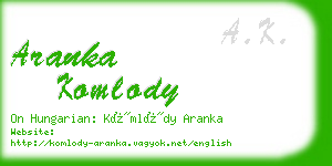 aranka komlody business card